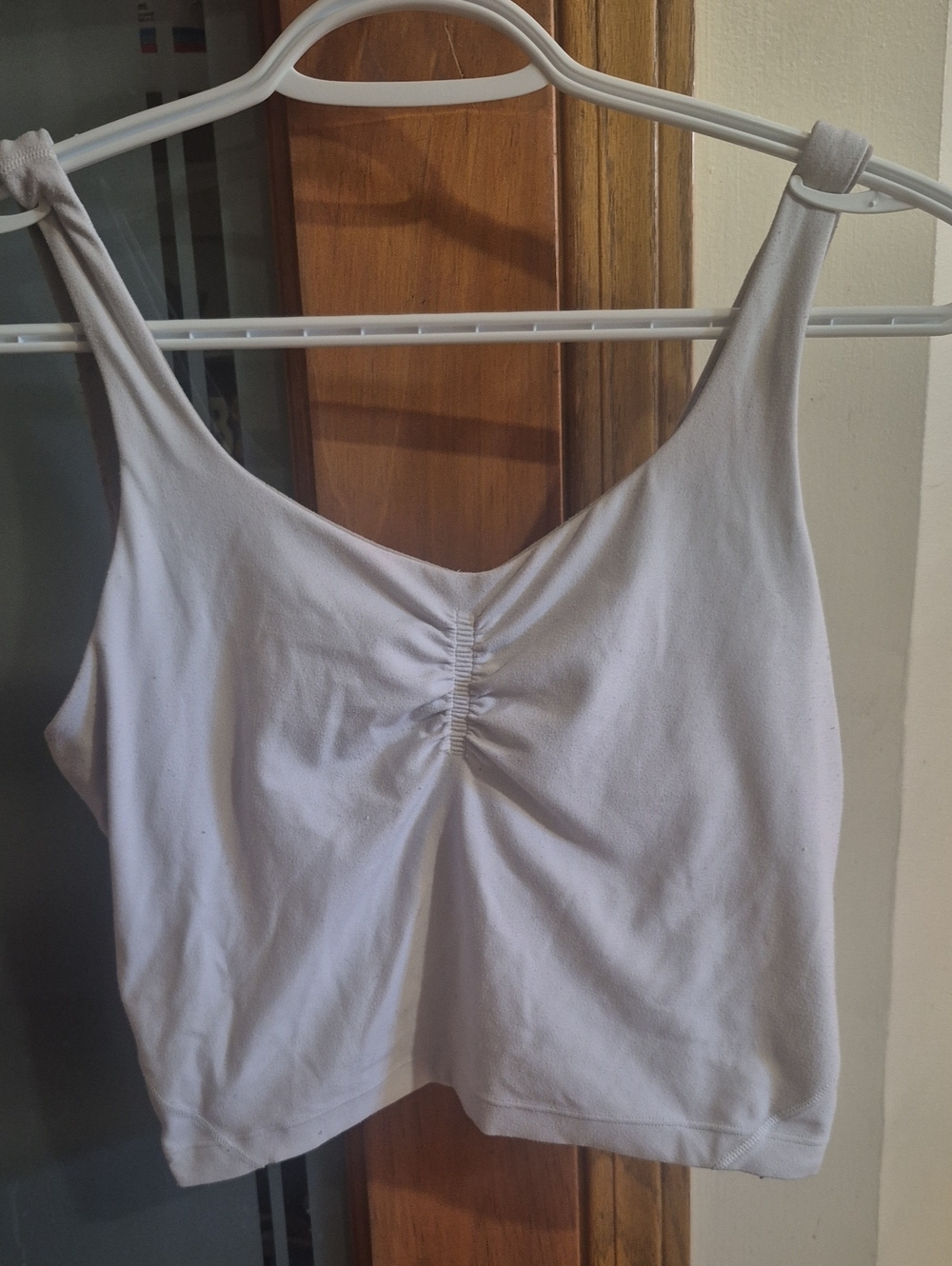 Lululemon Women's White Tank Top with Gathered Front
